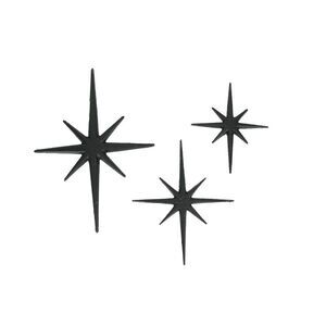 Large Set of 3 Black Cast Iron 8 Pointed Stars Wall Hangings